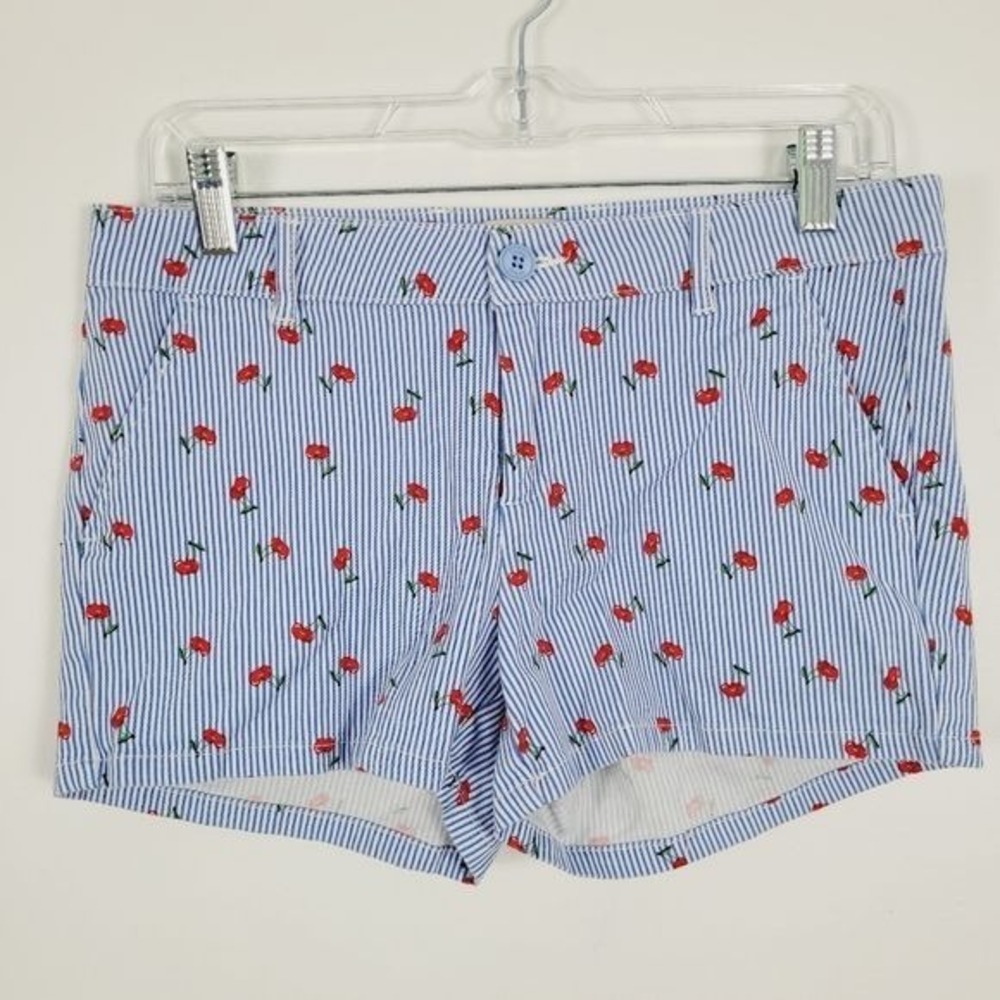 Gypsies &‎ Moondust Nautical Stripe Cheery Print Chino Shorts women's Size 7